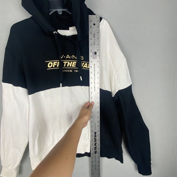 Vans Hoodie Adult XL Black White Off The Wall Check Pieced Geometric Gold - Picture 4 of 7